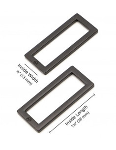 Juego de 2 hebillas rectangulares 13 x 38 mm negro 2