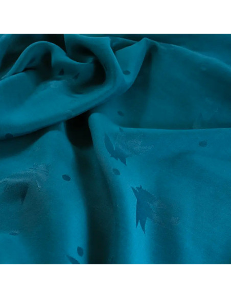 Tejido jacquard de viscosa Streli azul petróleo - Églantine & Zoé
