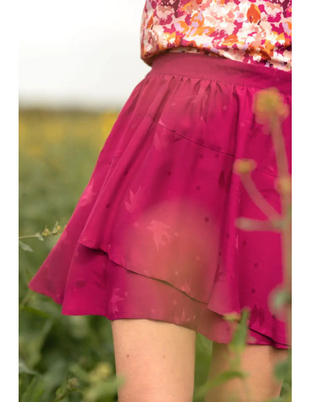 Tejido jacquard de viscosa Streli rosa magenta - Églantine & Zoé