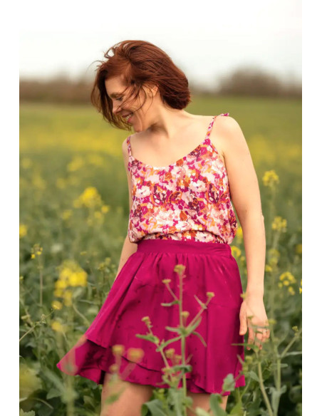 Tejido jacquard de viscosa Streli rosa magenta - Églantine & Zoé
