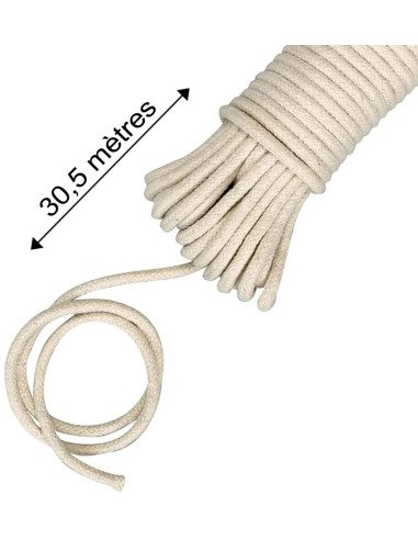 Cuerda de algodón trenzado natural 6 mm x 30,5 metros The Gypsy Quilter