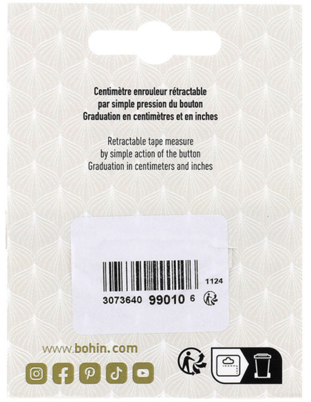 Cinta métrica con diseño de costura 150 cm Leopardo Bohin