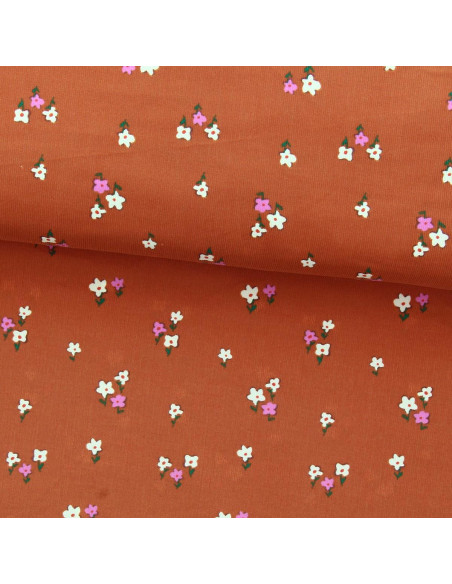 Tejido de pana de mil rayas estampado - Joyflo óxido