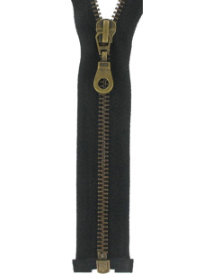 Cremallera separable de metal - Negro con malla de bronce