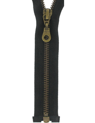 Cremallera separable de metal - Negro con malla de bronce