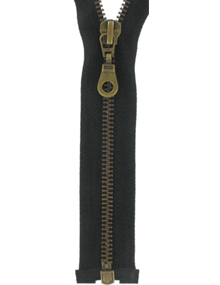 Cremallera separable de metal - Negro con malla de bronce