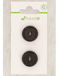 Tarjeta de 2 botones de madera oscura de 18 mm 2 agujeros - Redondos