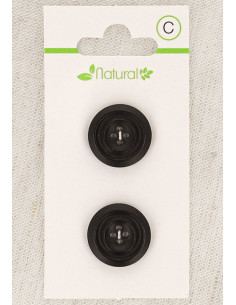 Tarjeta de 2 botones de madera oscura de 18 mm 4 agujeros - Redondos