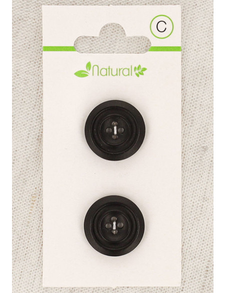 Tarjeta de 2 botones de madera oscura de 18 mm 4 agujeros - Redondos