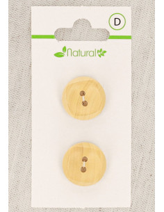 Tarjeta de 2 botones de madera natural 18 mm 2 agujeros - Cuadrados
