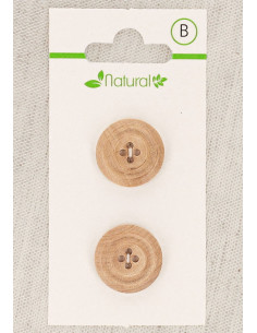 Tarjeta de 2 botones de madera natural de 18 mm 4 agujeros - Molduras