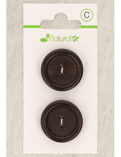 Tarjeta de 2 botones de madera oscura de 23 mm 2 agujeros - Redondos