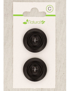 Tarjeta de 2 botones de madera oscura de 23 mm 4 agujeros - Redondos