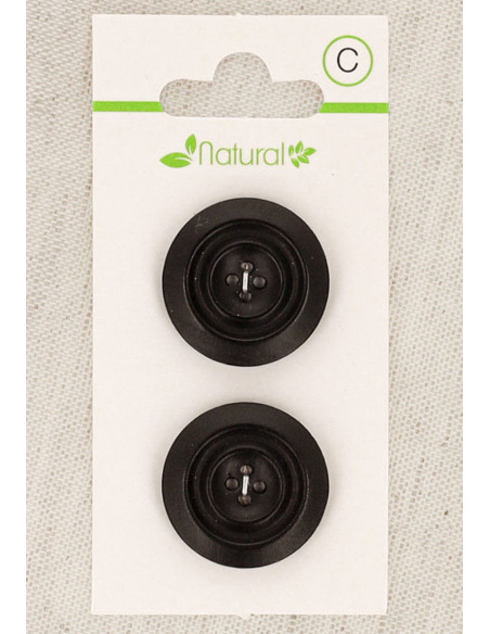Tarjeta de 2 botones de madera oscura de 23 mm 4 agujeros - Redondos