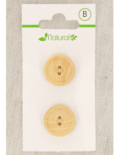 Tarjeta de 2 botones de madera natural 18 mm 2 agujeros - Redondos