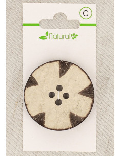 Botón de madera natural de 1 pieza 38 mm 4 agujeros - Redondo fantasía