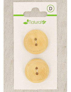 Tarjeta de 2 botones de madera natural 23 mm 2 agujeros - Cuadrados