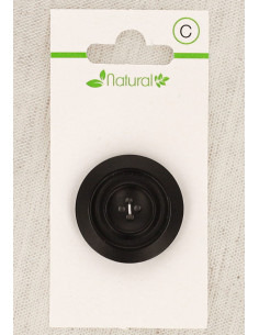 Tarjeta de 1 botón de madera oscura de 28 mm 4 agujeros - Redondo