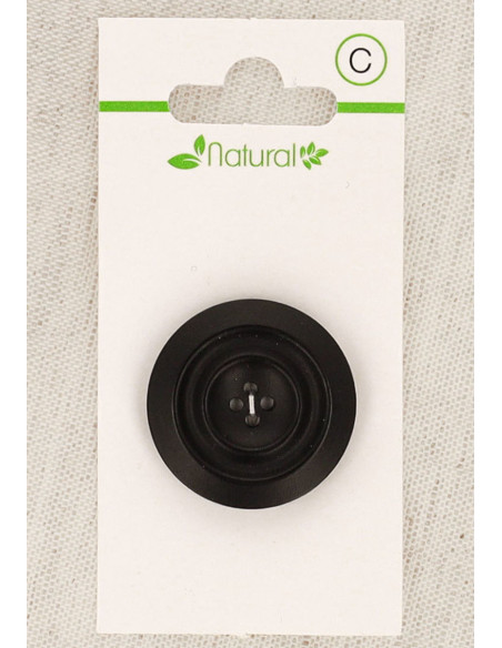 Tarjeta de 1 botón de madera oscura de 28 mm 4 agujeros - Redondo