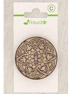 Botón de madera natural de 1 pieza 38 mm 2 agujeros - Arabesco