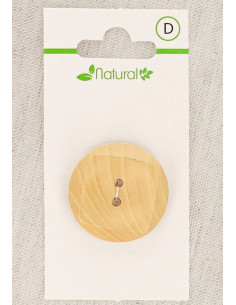 Botón de madera natural de 1 pieza 28 mm 2 agujeros - Cuadrados