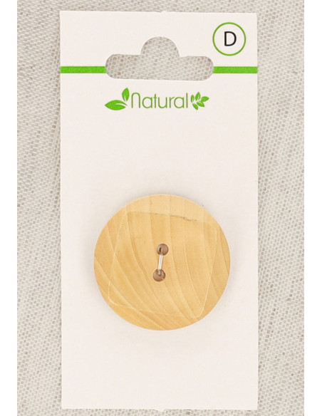 Botón de madera natural de 1 pieza 28 mm 2 agujeros - Cuadrados