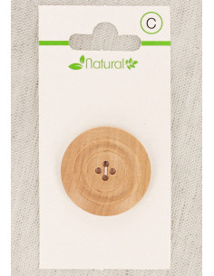 Botón de madera natural de 1 pieza de 28 mm con 4 agujeros - Molduras