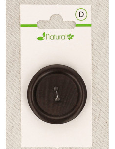 Tarjeta de 1 botón de madera oscura de 34 mm 2 agujeros - Redondo