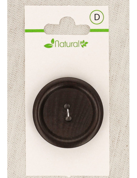 Tarjeta de 1 botón de madera oscura de 34 mm 2 agujeros - Redondo
