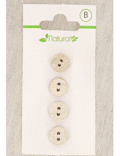 Tarjeta de 4 botones de madera natural de 10 mm 2 agujeros - Redondos