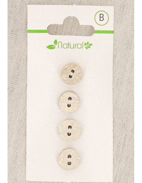 Tarjeta de 4 botones de madera natural de 10 mm 2 agujeros - Redondos