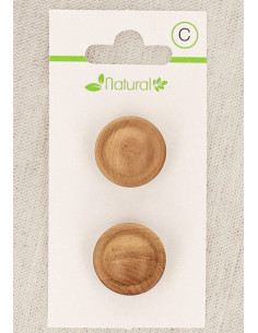 Tarjeta de 2 botones de madera natural de 18 mm con cola - Redondos en relieve