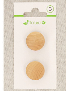 Tarjeta de 2 botones de madera natural de 18 mm con cola - Redondos