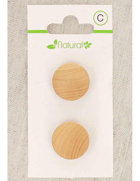 Tarjeta de 2 botones de madera natural de 18 mm con cola - Redondos