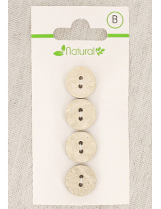 Tarjeta de 4 botones de madera natural de 13 mm 2 agujeros - Redondos