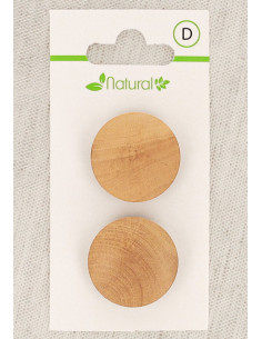 Tarjeta de 2 botones de madera natural de 23 mm con cola - Redondos