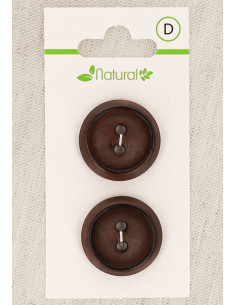 Tarjeta de 2 botones de madera oscura de 23 mm 2 agujeros - Redondos