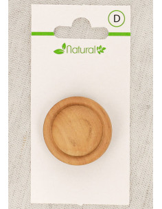 Botón de madera natural de 1 agujero de 28 mm con cola - Redondo en relieve
