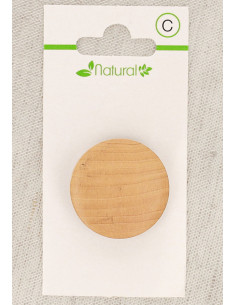 Botón de madera natural de 1 agujero de 28 mm con cola - Redondo