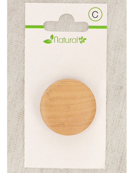 Botón de madera natural de 1 agujero de 28 mm con cola - Redondo