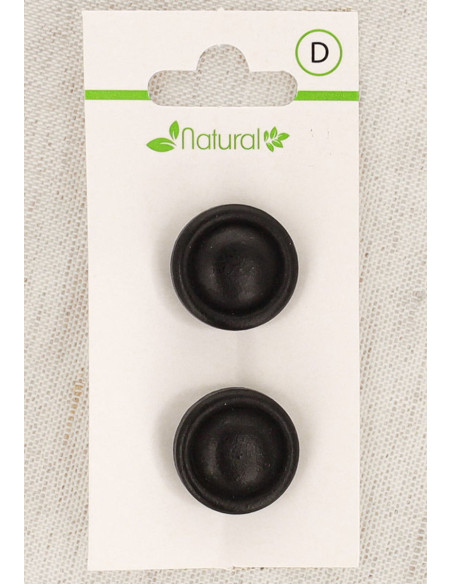 Tarjeta de 2 botones de madera oscura de 18 mm con cola - Redondos en relieve