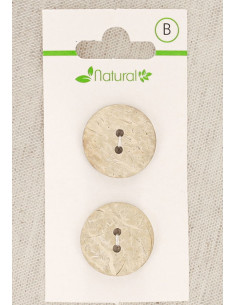 Tarjeta de 2 botones de madera natural de 20 mm 2 agujeros - Redondos