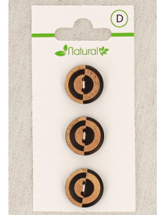 Tarjeta de 3 botones de madera bicolor de 15 mm 2 agujeros - Fantasía