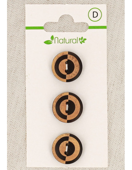 Tarjeta de 3 botones de madera bicolor de 15 mm 2 agujeros - Fantasía
