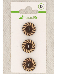Tarjeta de 3 botones de madera bicolor de 15 mm 2 agujeros - Fantasía