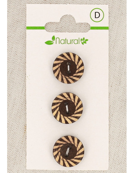 Tarjeta de 3 botones de madera bicolor de 15 mm 2 agujeros - Fantasía