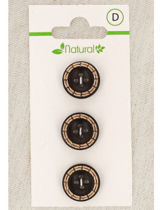 Tarjeta de 3 botones de madera bicolor de 15 mm 4 agujeros - Fantasía