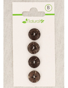 Tarjeta de 4 botones de madera oscura de 11 mm 4 agujeros - Redondos