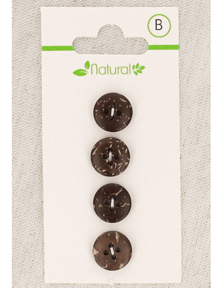 Tarjeta de 4 botones de madera oscura de 11 mm 4 agujeros - Redondos