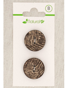 Tarjeta de 2 botones de madera natural de 20 mm 2 agujeros - Follaje